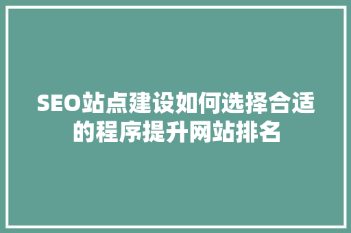 SEO站点建设如何选择合适的程序提升网站排名