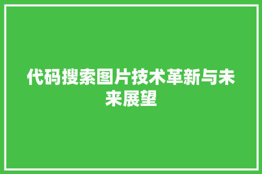 代码搜索图片技术革新与未来展望