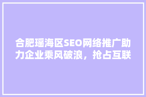 合肥瑶海区SEO网络推广助力企业乘风破浪，抢占互联网高地