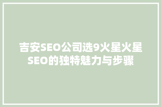 吉安SEO公司选9火星火星SEO的独特魅力与步骤