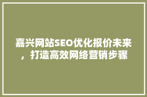 嘉兴网站SEO优化报价未来，打造高效网络营销步骤