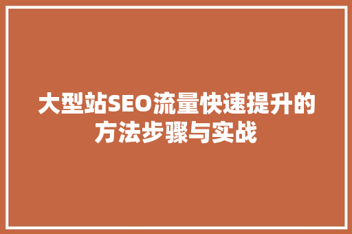 大型站SEO流量快速提升的方法步骤与实战