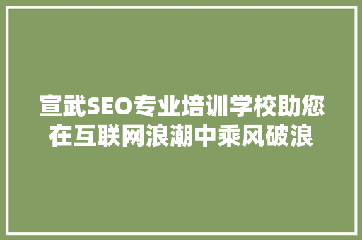 宣武SEO专业培训学校助您在互联网浪潮中乘风破浪