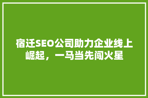 宿迁SEO公司助力企业线上崛起，一马当先闯火星