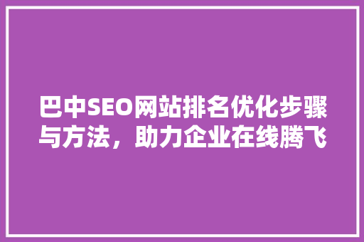 巴中SEO网站排名优化步骤与方法，助力企业在线腾飞