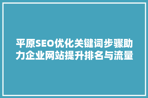 平原SEO优化关键词步骤助力企业网站提升排名与流量