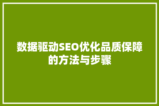 数据驱动SEO优化品质保障的方法与步骤