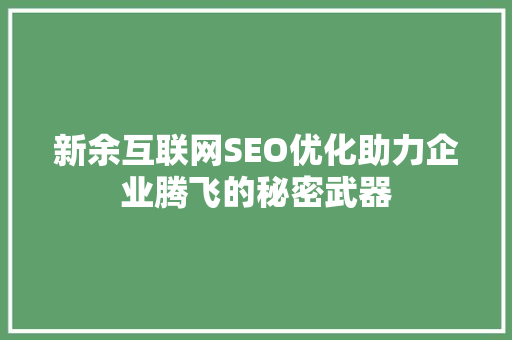 新余互联网SEO优化助力企业腾飞的秘密武器