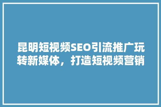 昆明短视频SEO引流推广玩转新媒体，打造短视频营销新格局