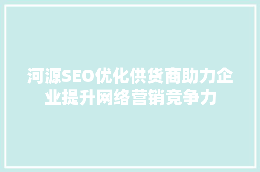 河源SEO优化供货商助力企业提升网络营销竞争力