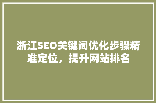 浙江SEO关键词优化步骤精准定位，提升网站排名