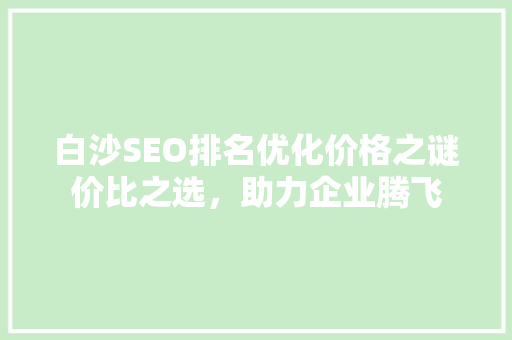 白沙SEO排名优化价格之谜价比之选，助力企业腾飞