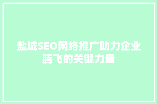 盐城SEO网络推广助力企业腾飞的关键力量