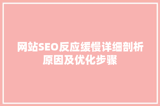 网站SEO反应缓慢详细剖析原因及优化步骤