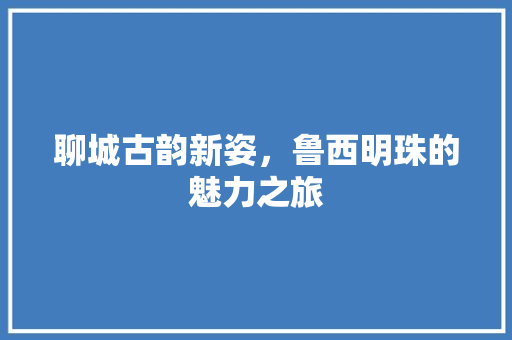 聊城古韵新姿，鲁西明珠的魅力之旅