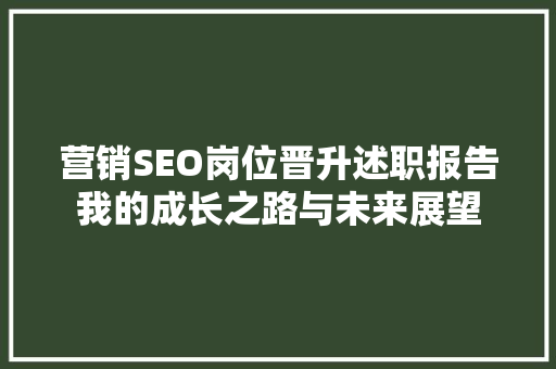 营销SEO岗位晋升述职报告我的成长之路与未来展望