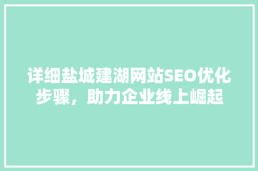详细盐城建湖网站SEO优化步骤，助力企业线上崛起