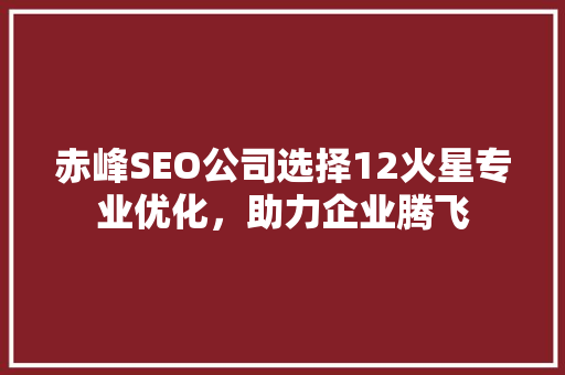 赤峰SEO公司选择12火星专业优化，助力企业腾飞