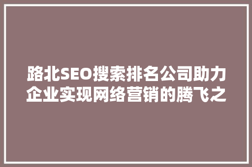 路北SEO搜索排名公司助力企业实现网络营销的腾飞之路