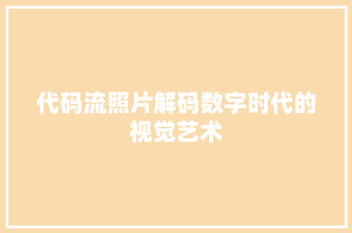 代码流照片解码数字时代的视觉艺术