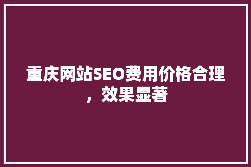 重庆网站SEO费用价格合理，效果显著