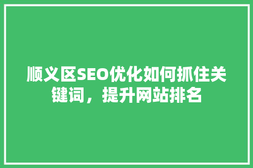 顺义区SEO优化如何抓住关键词，提升网站排名