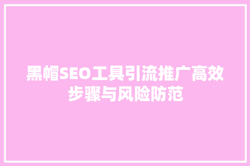 黑帽SEO工具引流推广高效步骤与风险防范