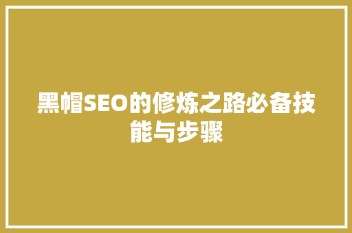 黑帽SEO的修炼之路必备技能与步骤