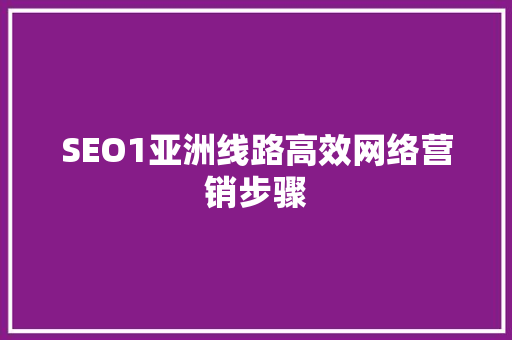 SEO1亚洲线路高效网络营销步骤