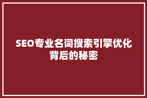 SEO专业名词搜索引擎优化背后的秘密