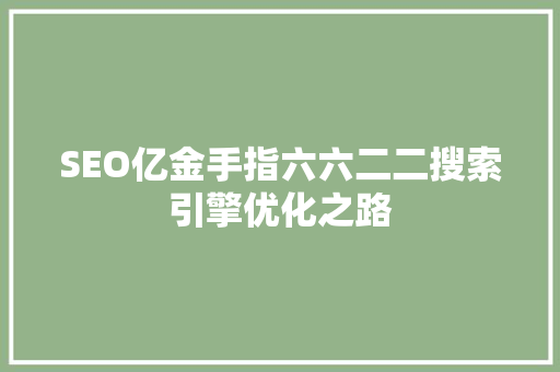 SEO亿金手指六六二二搜索引擎优化之路