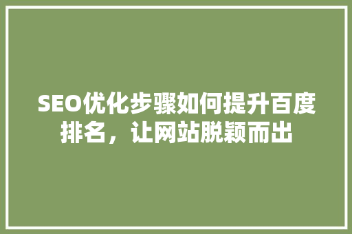 SEO优化步骤如何提升百度排名，让网站脱颖而出  第1张