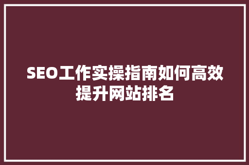 SEO工作实操指南如何高效提升网站排名