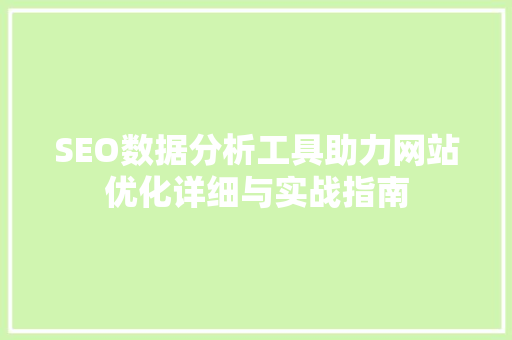 SEO数据分析工具助力网站优化详细与实战指南