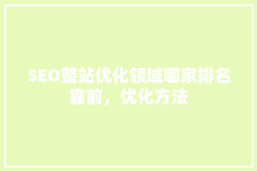 SEO整站优化领域哪家排名靠前，优化方法