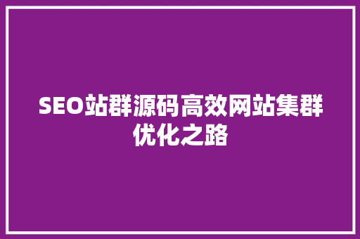 SEO站群源码高效网站集群优化之路
