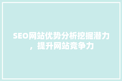SEO网站优势分析挖掘潜力，提升网站竞争力
