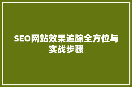 SEO网站效果追踪全方位与实战步骤