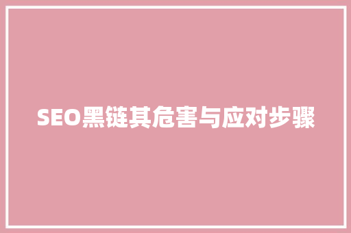 SEO黑链其危害与应对步骤