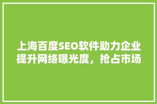 上海百度SEO软件助力企业提升网络曝光度，抢占市场先机  第1张