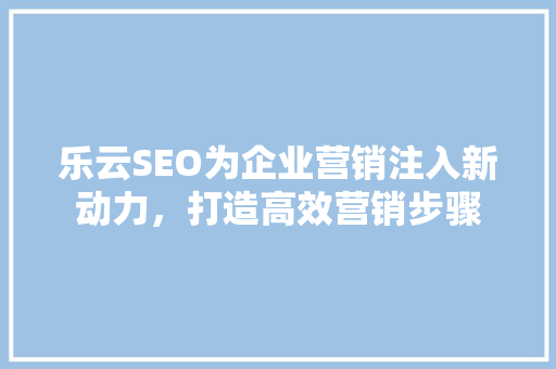 乐云SEO为企业营销注入新动力，打造高效营销步骤