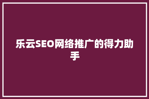 乐云SEO网络推广的得力助手