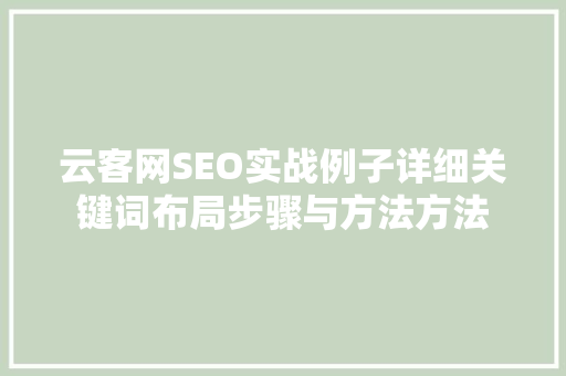 云客网SEO实战例子详细关键词布局步骤与方法方法