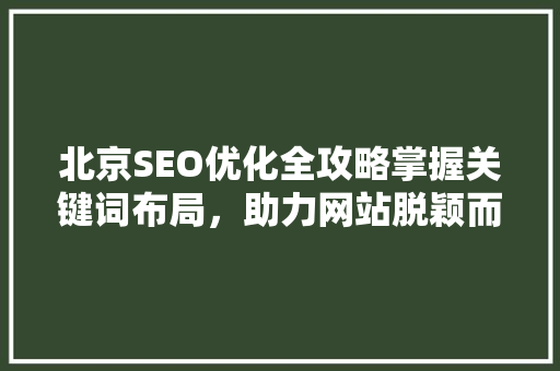 北京SEO优化全攻略掌握关键词布局，助力网站脱颖而出