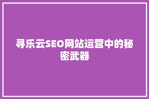寻乐云SEO网站运营中的秘密武器