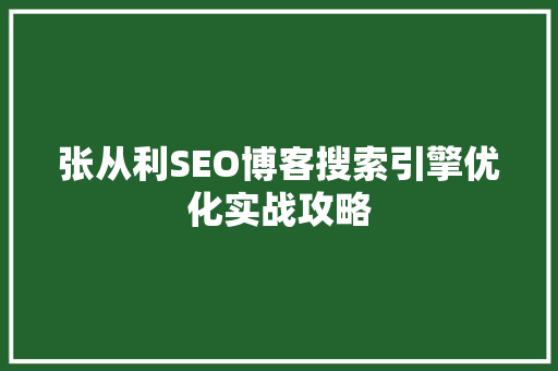 张从利SEO博客搜索引擎优化实战攻略