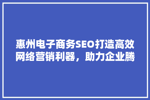 惠州电子商务SEO打造高效网络营销利器，助力企业腾飞