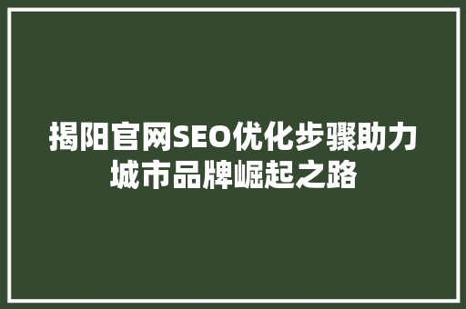 揭阳官网SEO优化步骤助力城市品牌崛起之路