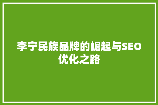 李宁民族品牌的崛起与SEO优化之路