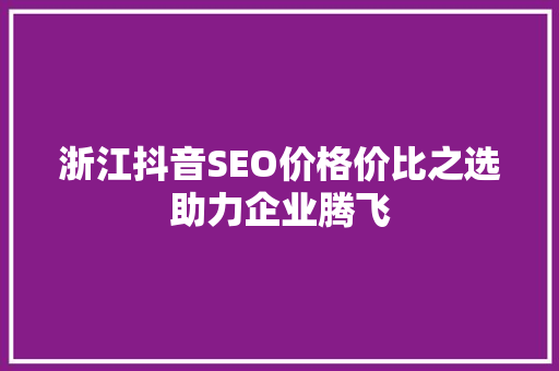 浙江抖音SEO价格价比之选助力企业腾飞